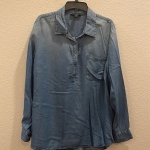 Faded denim blouse with pocket long sleeve good condition